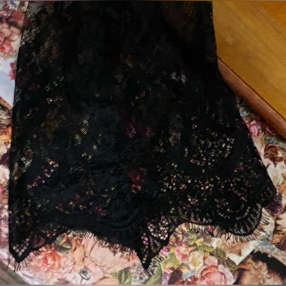 NWT SHEIN sexy black stretch lace bell sleeve romper,illusion lining,fit/flare S - Picture 7 of 12